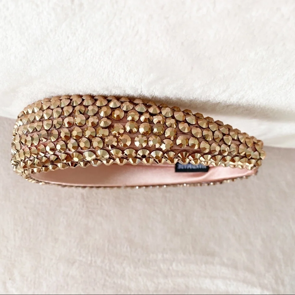 NWOT Rose Gold Headband Pink Sparkly Jeweled Padded Spring Wedding